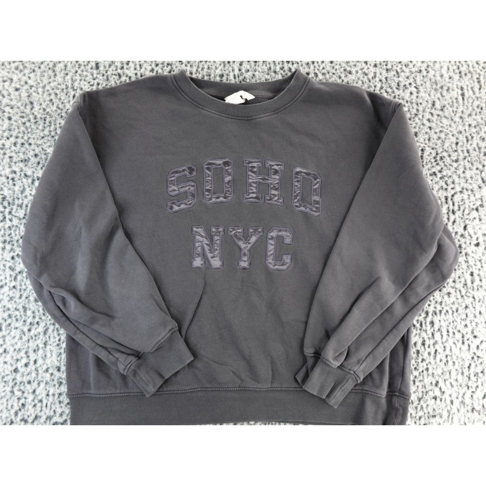 H M Gray SOHO NYC Graphic Sweatshirt Pullover Long Sleeve Crew Neck Men L